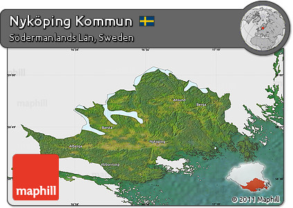 Satellite Map of Nyköping Kommun, single color outside