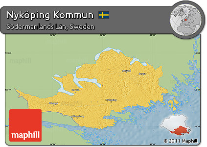 Savanna Style Map of Nyköping Kommun, single color outside