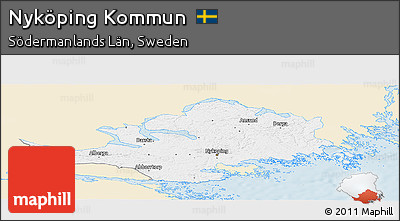 Classic Style Panoramic Map of Nyköping Kommun, single color outside
