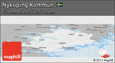 Gray Panoramic Map of Nyköping Kommun