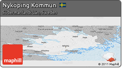 Gray Panoramic Map of Nyköping Kommun