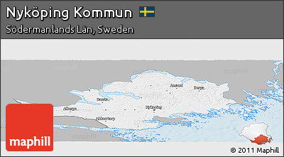 Gray Panoramic Map of Nyköping Kommun, single color outside