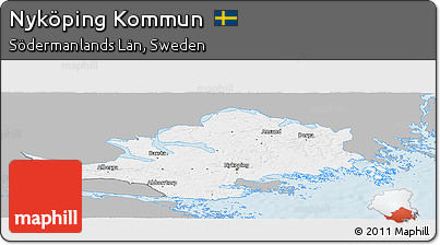 Gray Panoramic Map of Nyköping Kommun, single color outside