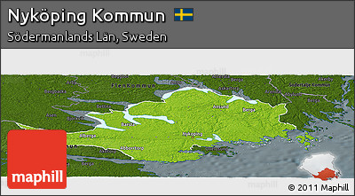 Physical Panoramic Map of Nyköping Kommun, darken