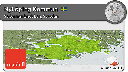 Physical Panoramic Map of Nyköping Kommun, semi-desaturated