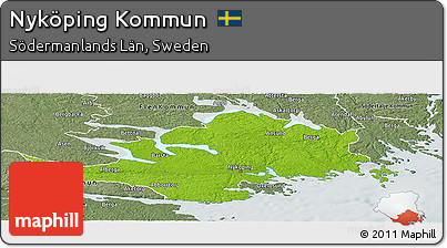 Physical Panoramic Map of Nyköping Kommun, semi-desaturated