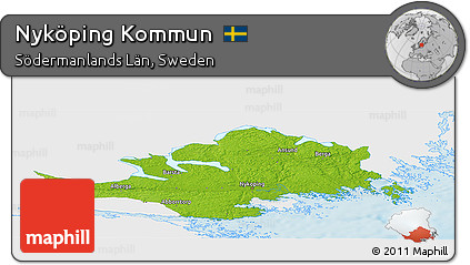 Physical Panoramic Map of Nyköping Kommun, single color outside