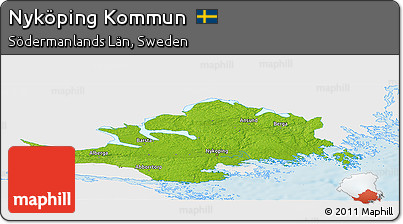 Physical Panoramic Map of Nyköping Kommun, single color outside