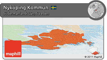 Political Panoramic Map of Nyköping Kommun, lighten