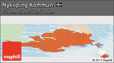 Political Panoramic Map of Nyköping Kommun, lighten