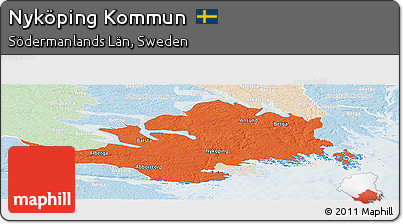 Political Panoramic Map of Nyköping Kommun, lighten