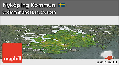 Satellite Panoramic Map of Nyköping Kommun, semi-desaturated