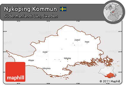 Classic Style Simple Map of Nyköping Kommun, cropped outside