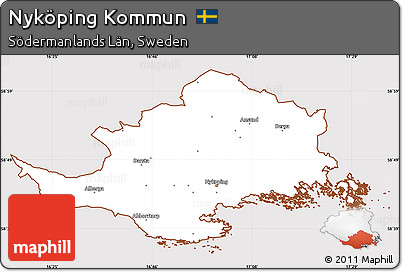Classic Style Simple Map of Nyköping Kommun, cropped outside