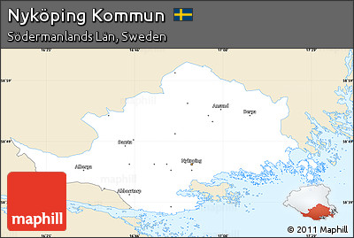 Classic Style Simple Map of Nyköping Kommun, single color outside