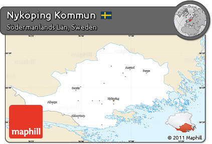 Classic Style Simple Map of Nyköping Kommun, single color outside