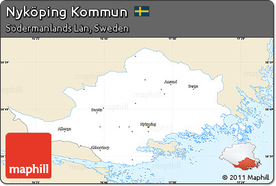 Classic Style Simple Map of Nyköping Kommun, single color outside