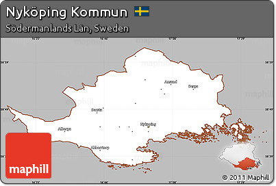 Gray Simple Map of Nyköping Kommun, cropped outside