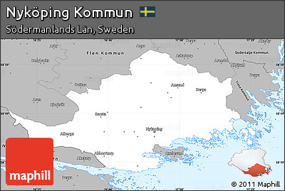Gray Simple Map of Nyköping Kommun