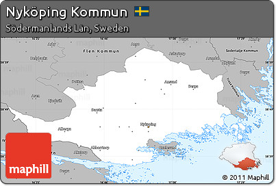 Gray Simple Map of Nyköping Kommun