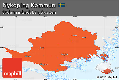 Political Simple Map of Nyköping Kommun, single color outside