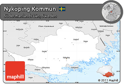 Silver Style Simple Map of Nyköping Kommun