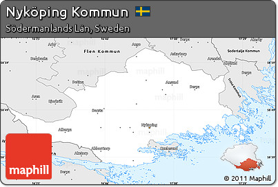 Silver Style Simple Map of Nyköping Kommun