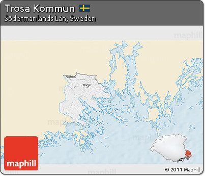 Classic Style 3D Map of Trosa Kommun, single color outside