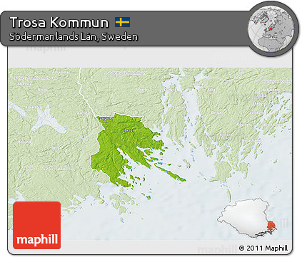 Physical 3D Map of Trosa Kommun, lighten
