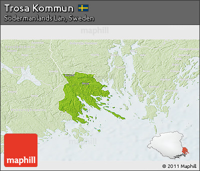 Physical 3D Map of Trosa Kommun, lighten