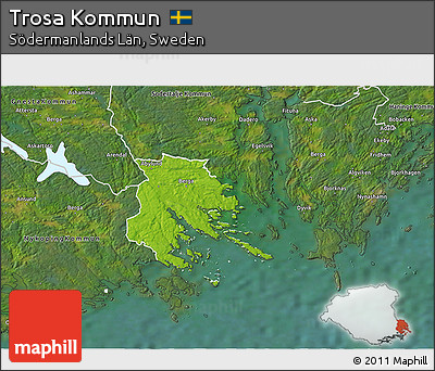 Physical 3D Map of Trosa Kommun, satellite outside