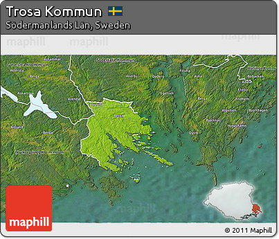 Physical 3D Map of Trosa Kommun, satellite outside