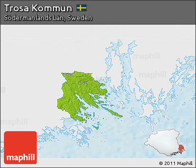 Physical 3D Map of Trosa Kommun, single color outside