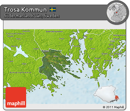 Satellite 3D Map of Trosa Kommun, physical outside