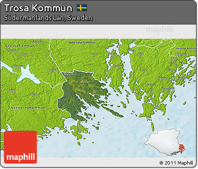 Satellite 3D Map of Trosa Kommun, physical outside