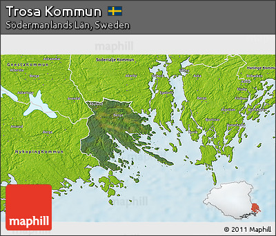 Satellite 3D Map of Trosa Kommun, physical outside