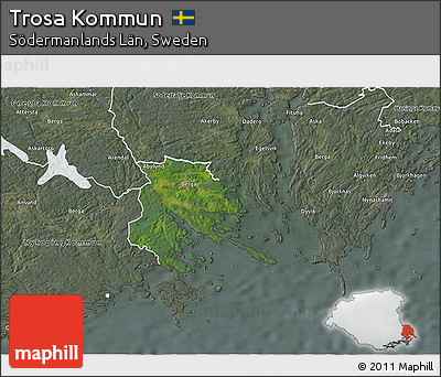 Satellite 3D Map of Trosa Kommun, semi-desaturated