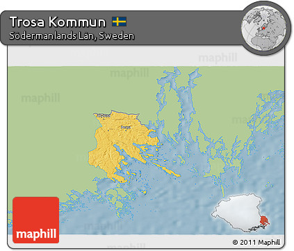 Savanna Style 3D Map of Trosa Kommun, single color outside