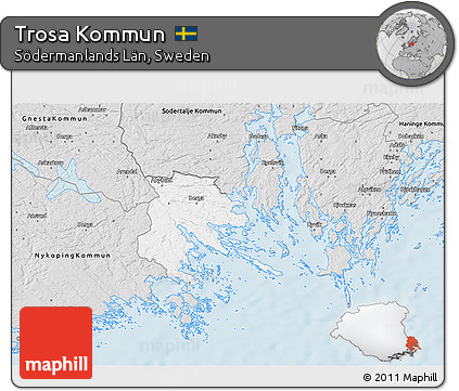 Silver Style 3D Map of Trosa Kommun