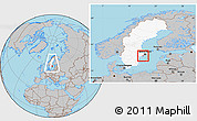 Gray Location Map of Trosa Kommun, highlighted country, within the entire country