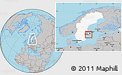 Gray Location Map of Trosa Kommun, highlighted country, highlighted parent region, within the entire country