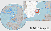 Gray Location Map of Trosa Kommun, highlighted country, hill shading