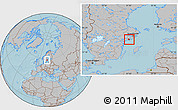 Gray Location Map of Trosa Kommun, hill shading
