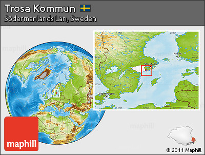 Physical Location Map of Trosa Kommun, highlighted parent region