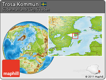 Physical Location Map of Trosa Kommun, highlighted parent region