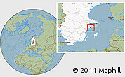Savanna Style Location Map of Trosa Kommun, highlighted country, hill shading