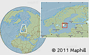 Savanna Style Location Map of Trosa Kommun, highlighted parent region, within the entire country, hill shading