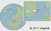 Savanna Style Location Map of Trosa Kommun, highlighted parent region, hill shading