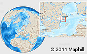 Shaded Relief Location Map of Trosa Kommun, highlighted parent region