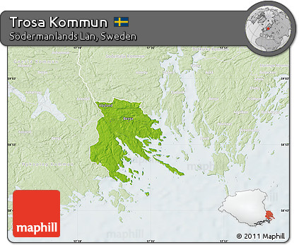 Physical Map of Trosa Kommun, lighten